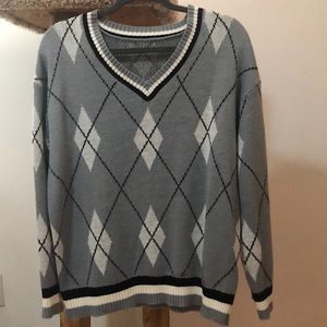 DAZY Argyle Pattern Striped Trim Sweater US Size M (2)